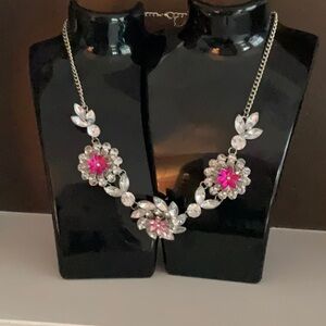 Rhinestone Necklace and Cuff Bracelet Set